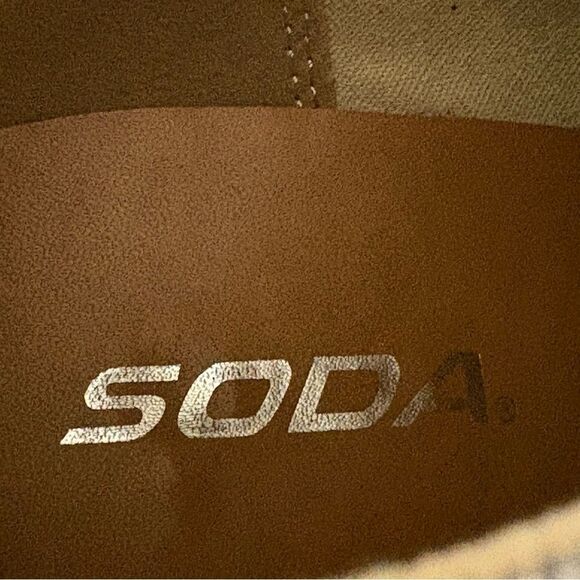 Soda Lace Up Rounded Close toe Oxford Women’s 7.5 Gray Cork 3” Wedge Canvas Box. - Picture 8 of 9